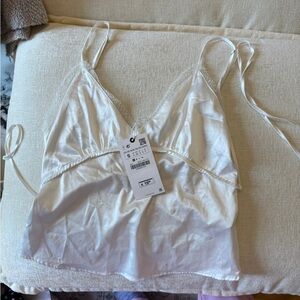 Zara White Lace Detail Chemise